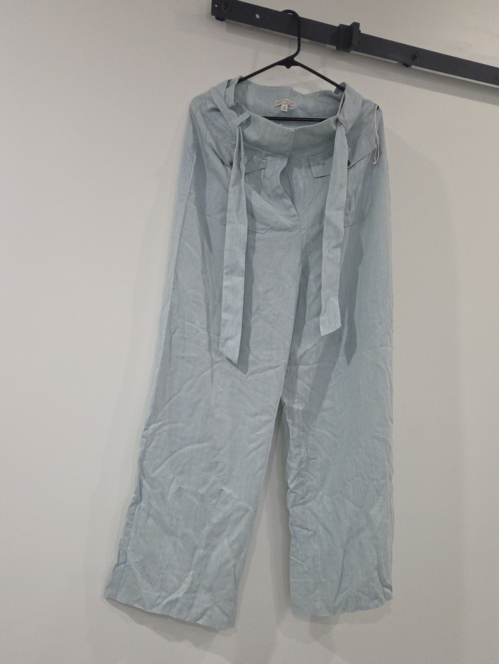 eva mendes for New York & Company Pale Blue Wide-Leg High Tie-Waist Pants